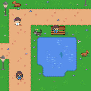 Top down house interior.