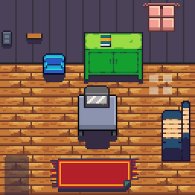 Top down house interior.